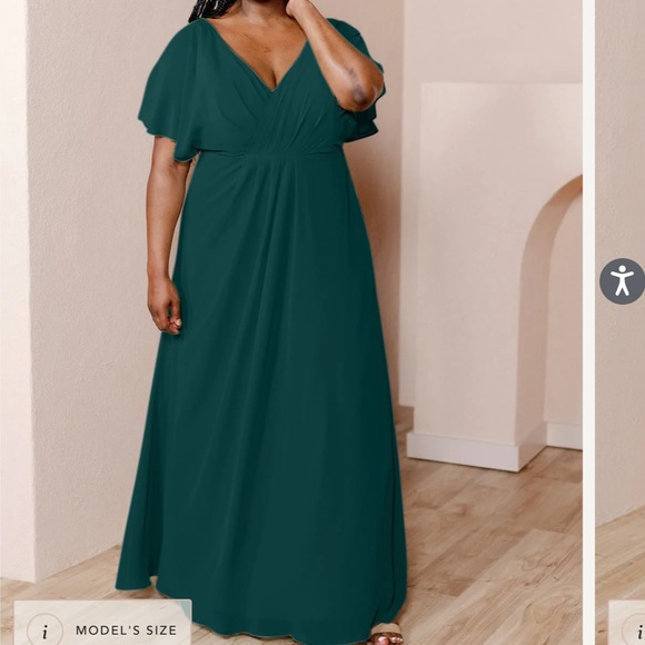 Revelry Gwen Chiffon Dress Emerald Green Size 16 Petite Length - Picture 10 of 12